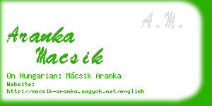aranka macsik business card